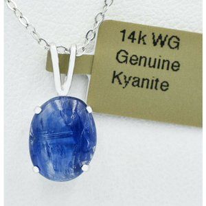 Genuine 2.28 Cts Kyanite Pendant 14K White Gold